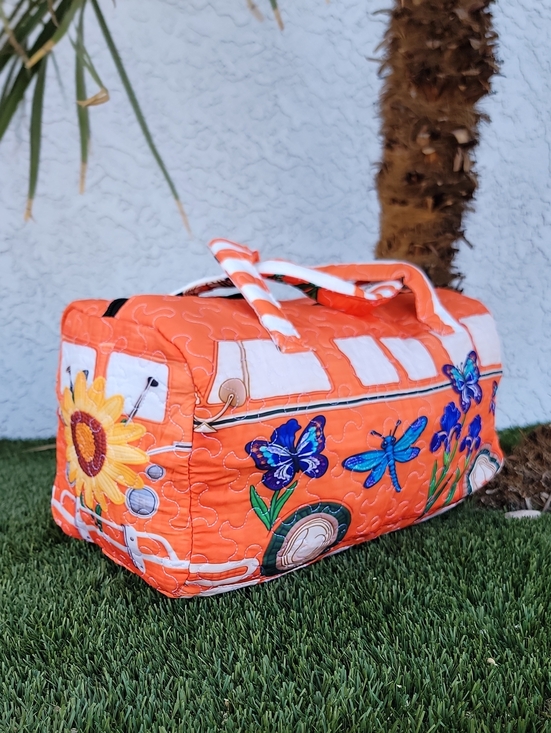 Handbags - Butterflies, dragonflies, sunflowers & Irises floral Van Quilted Duffle Bag